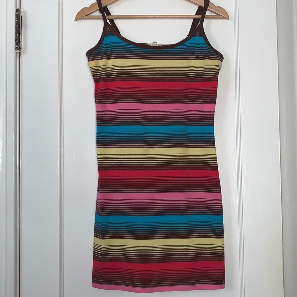 Derek Heart Bodycon Dress EUC Pink Blue Yellow Large